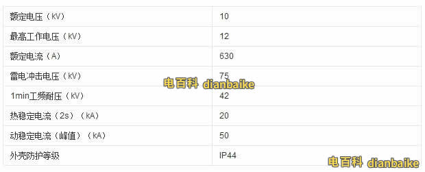 10KV高壓電纜分接箱參數圖
